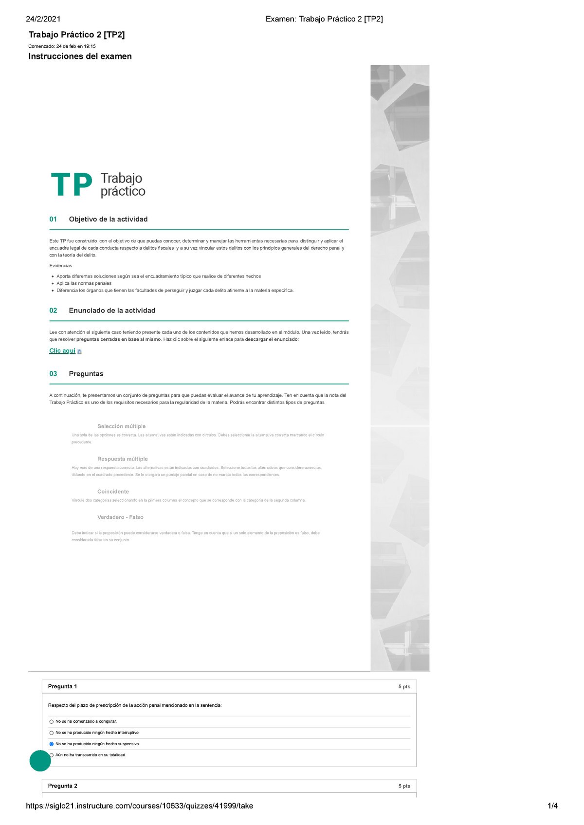 Examen Trabajo Práctico 2 Tp2 95 Trabajo Práctico 2 Tp2 Comenzado 24 De Feb En 19 6888