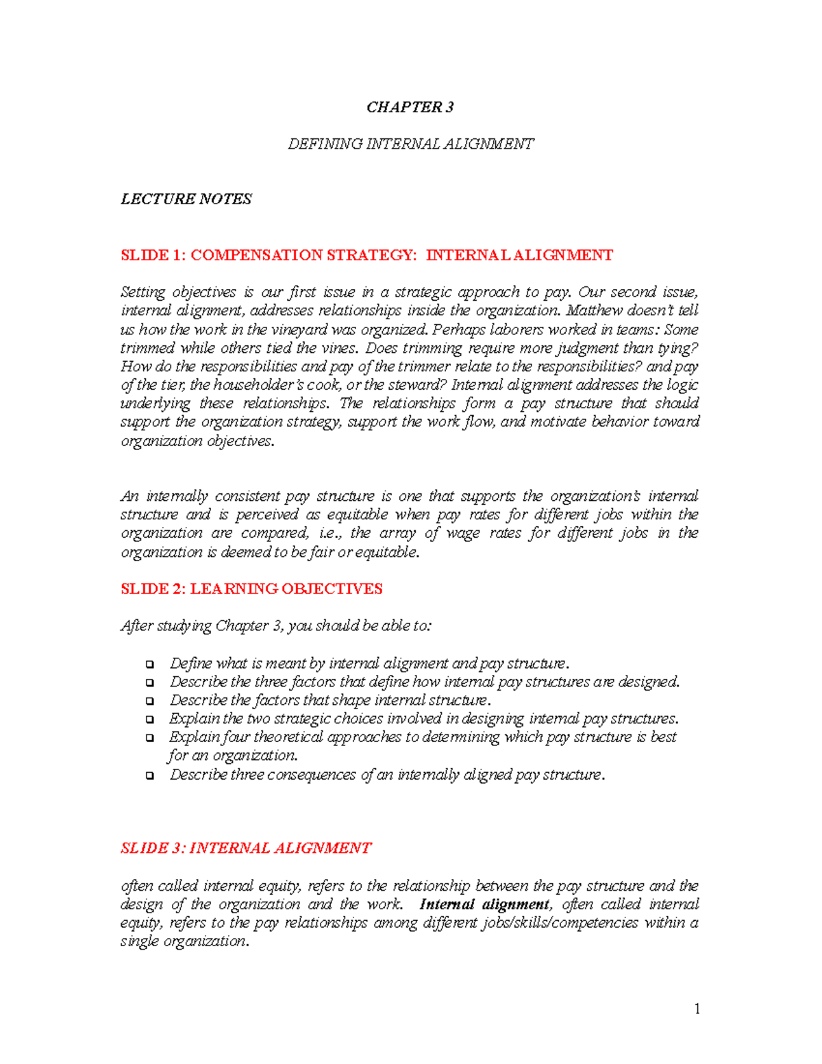 Defining Internal Alignment - CHAPTER 3 DEFINING INTERNAL ALIGNMENT ...