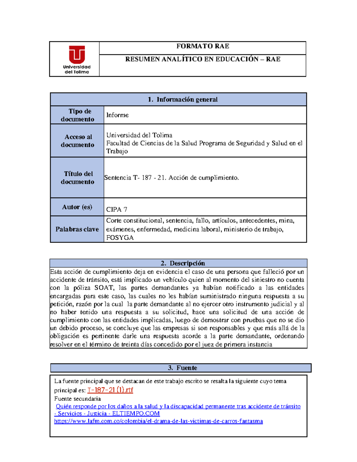 Actividades constitucion cipa - FORMATO RAE RESUMEN ANALÍTICO EN ...