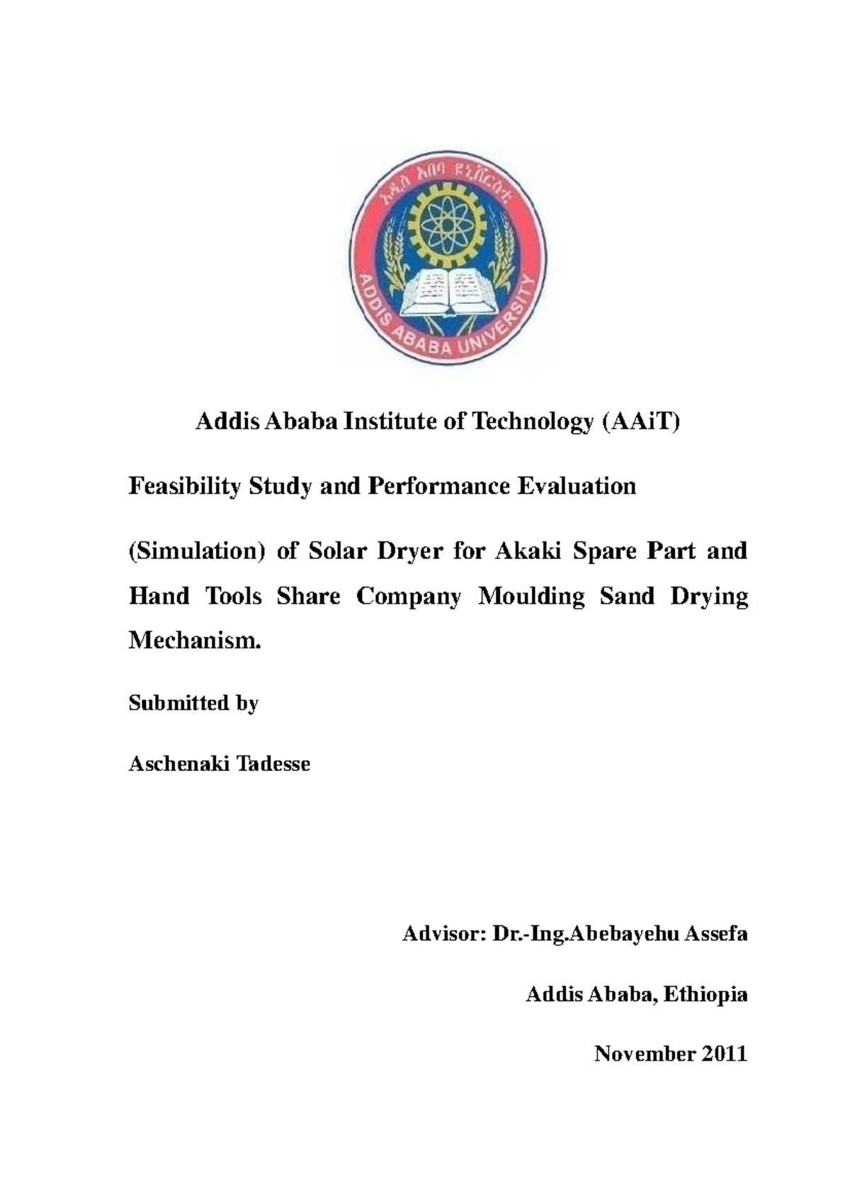 Edris Sherif - its good - Addis Ababa Institute of Technology (AAiT ...