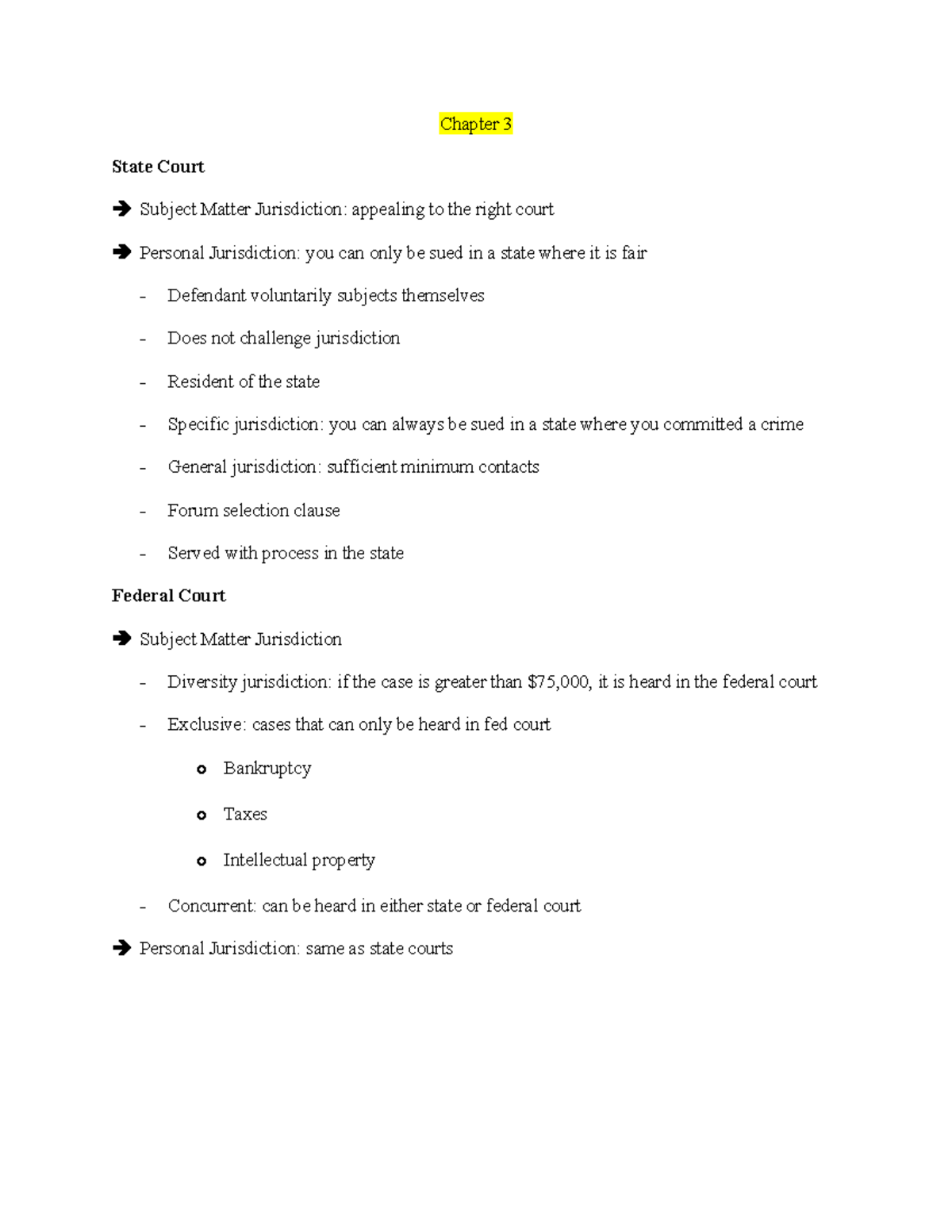 Chapter 3 - Chapter 3 State Court Subject Matter Jurisdiction ...