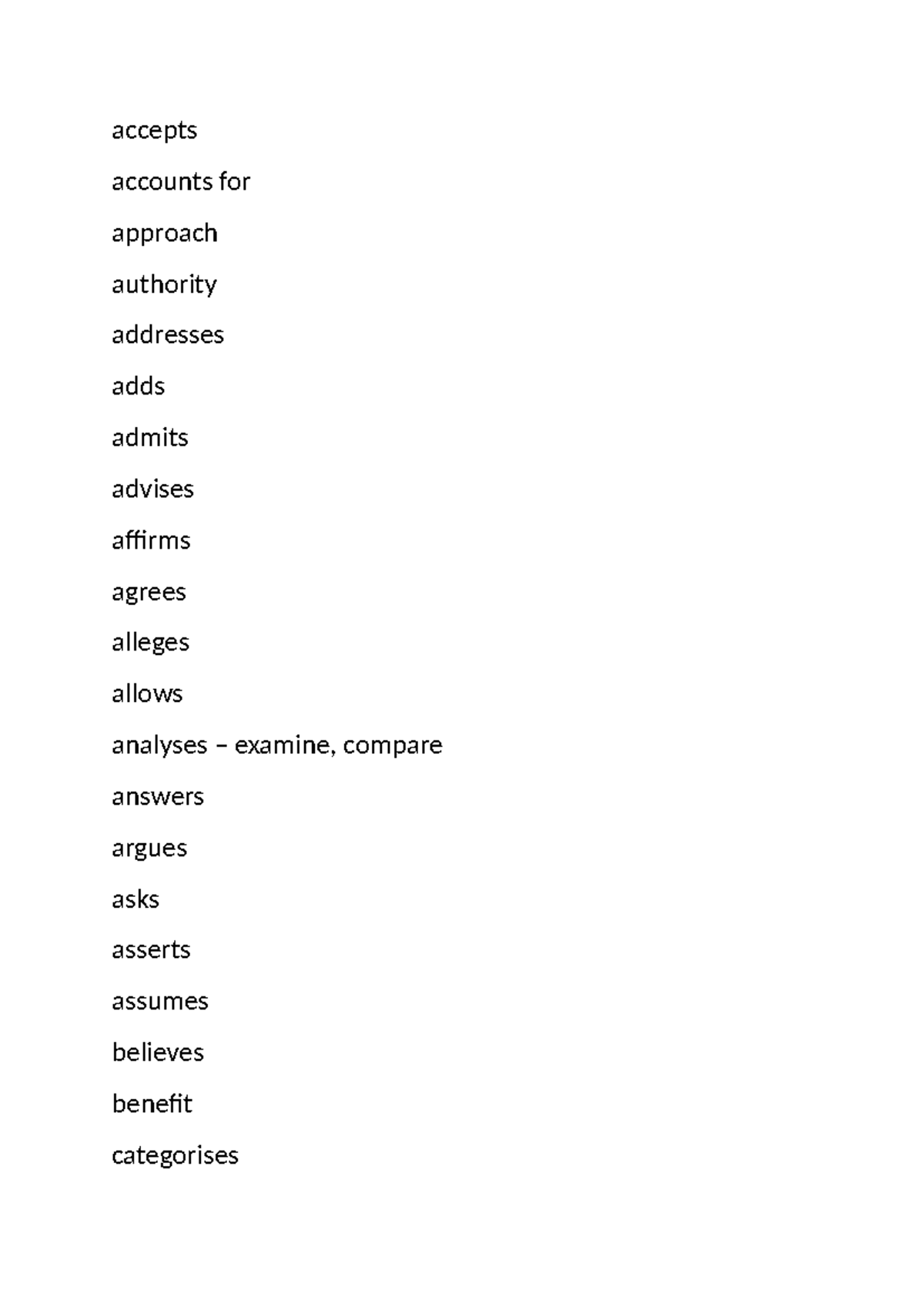 Words for Essay Buidling - accepts accounts for approach authority ...