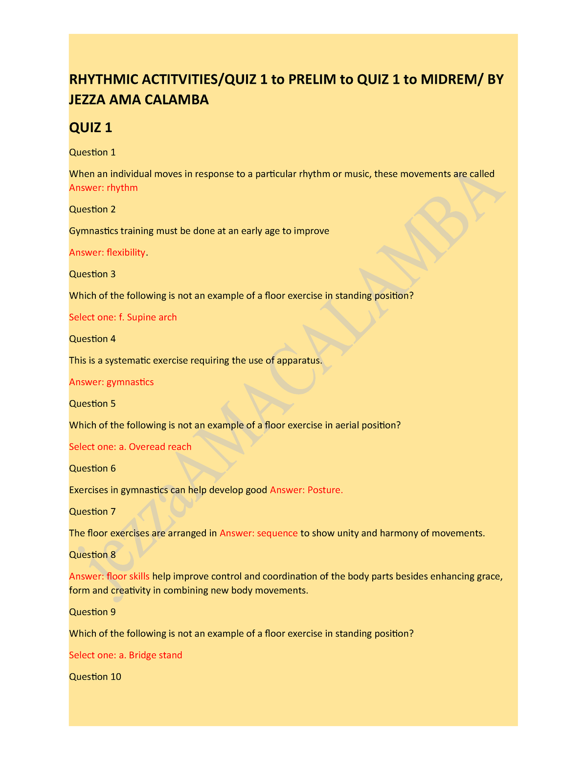 PE Prelim Q2 Rhythms Pe Rhythms Pe - RHYTHMIC ACTITVITIES/QUIZ 1 To ...