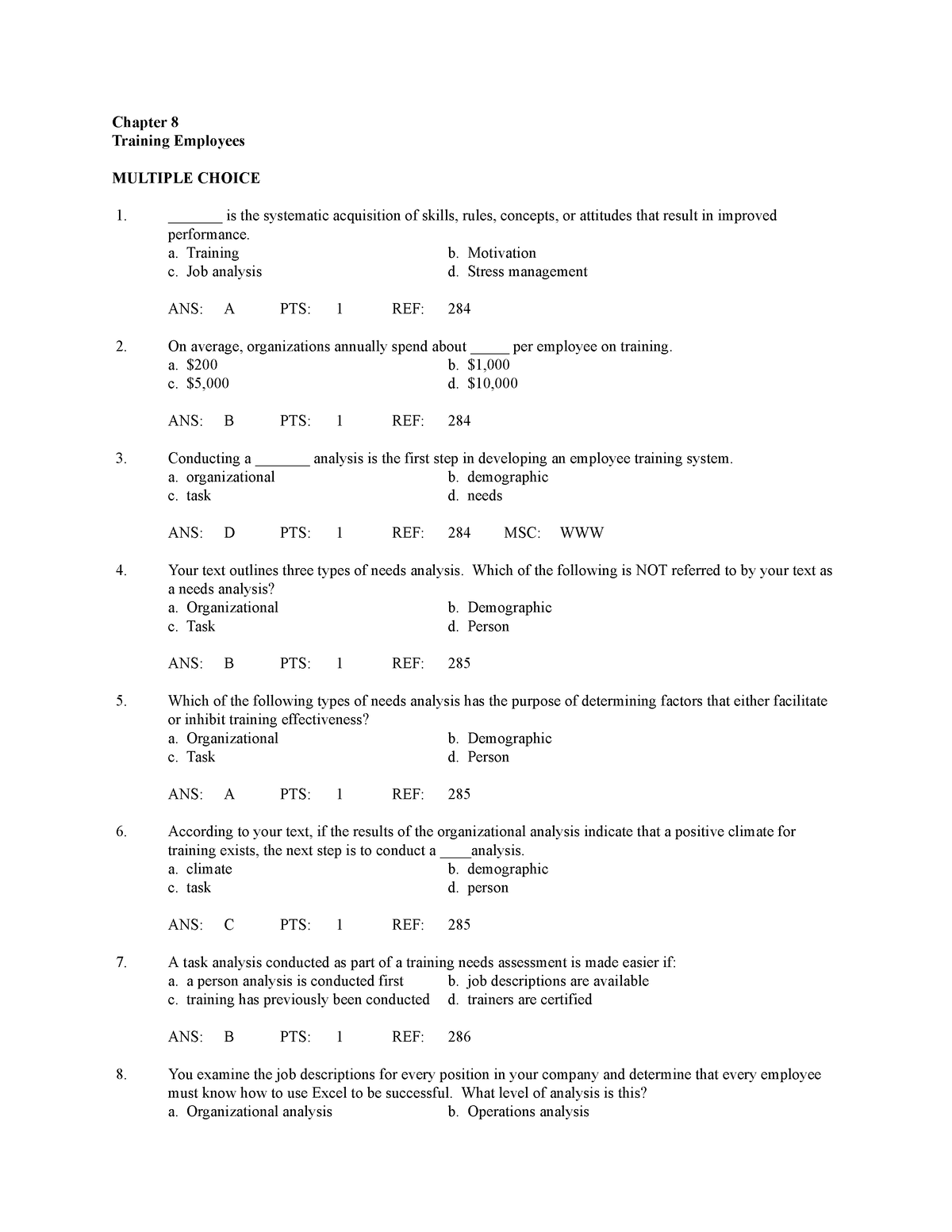 Aamodt 7e Chapter 8 TB - sadasdasdasdasd - Chapter 8 Training Employees ...