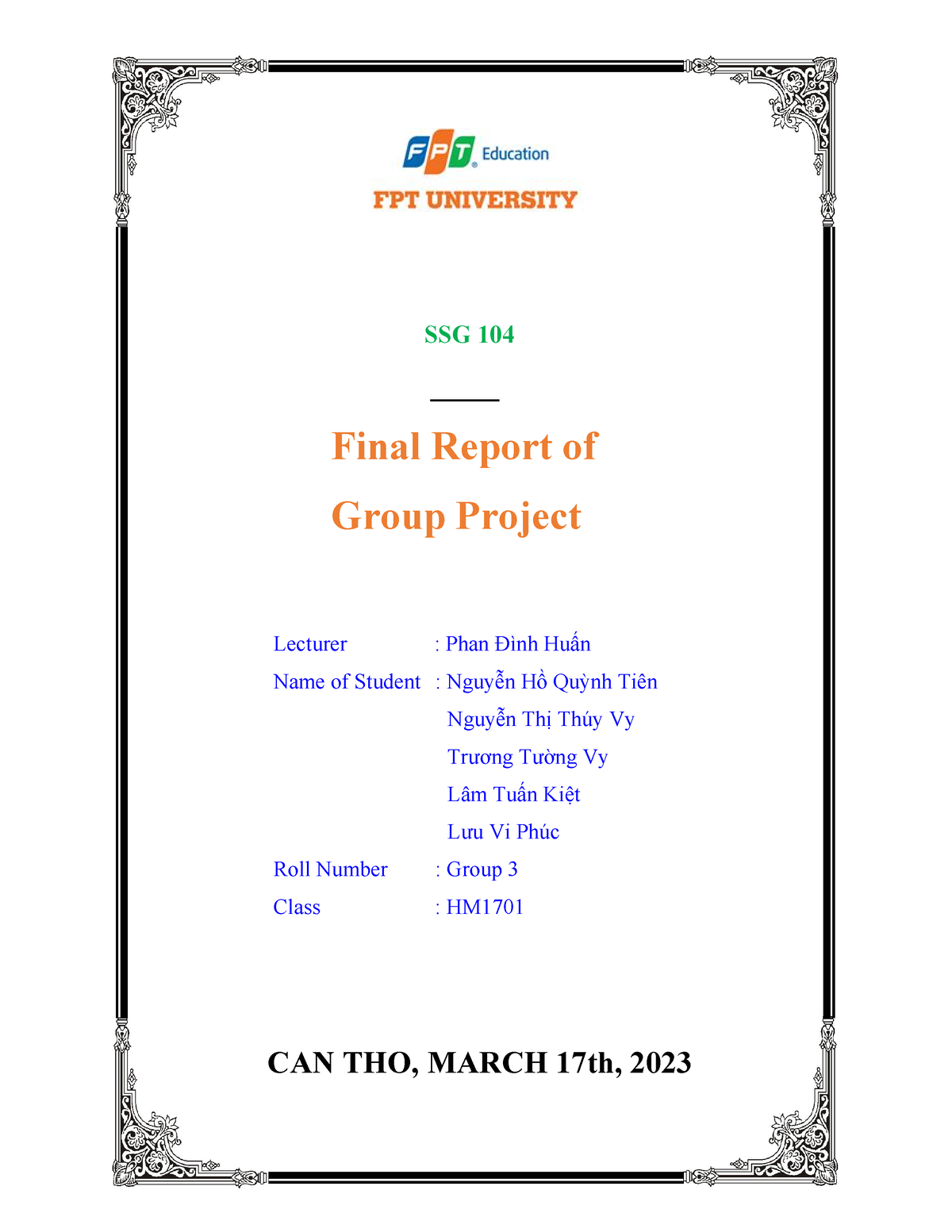 SSG104 Final-Report-of-Group-Project HM1701 Group 3 - SSG 104 ...