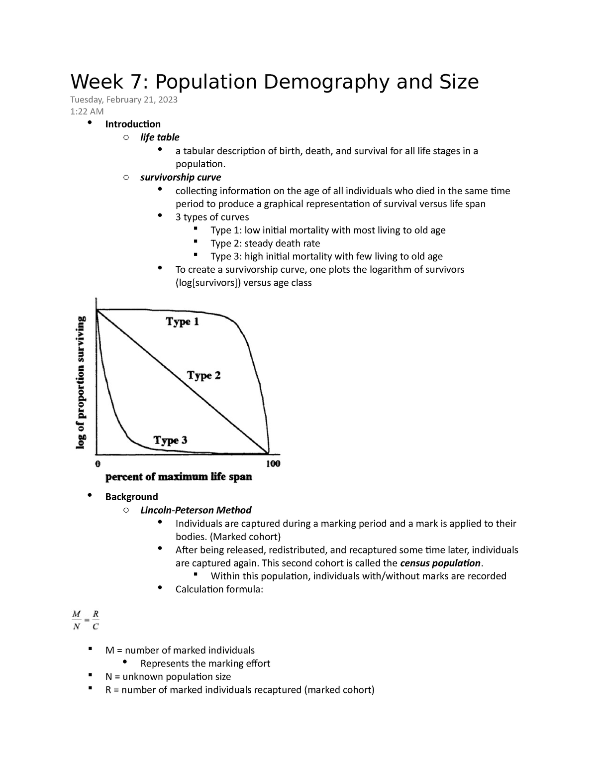 Bio 213 Population Demography Week 7 Population Demography And Size