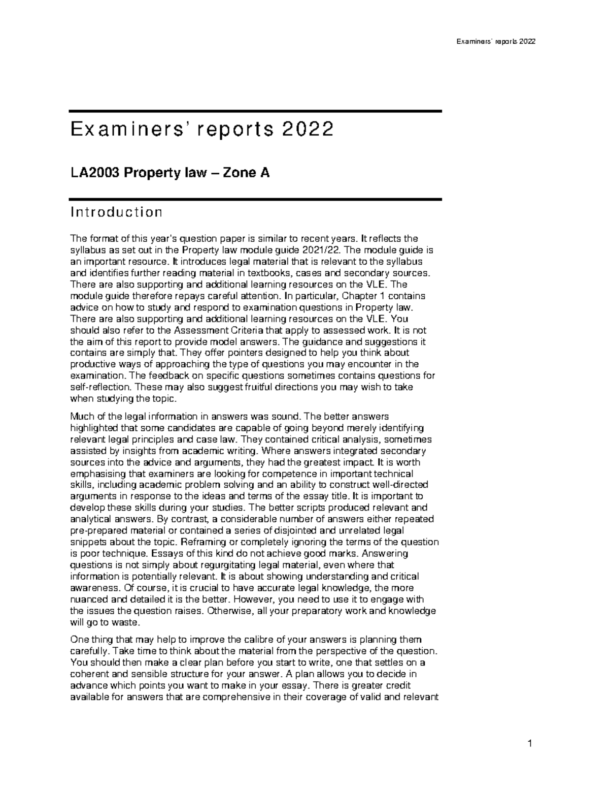 Examiner Report 2022 A - Examiners’ reports 2022 Ex a m i n e r s ’ r e ...