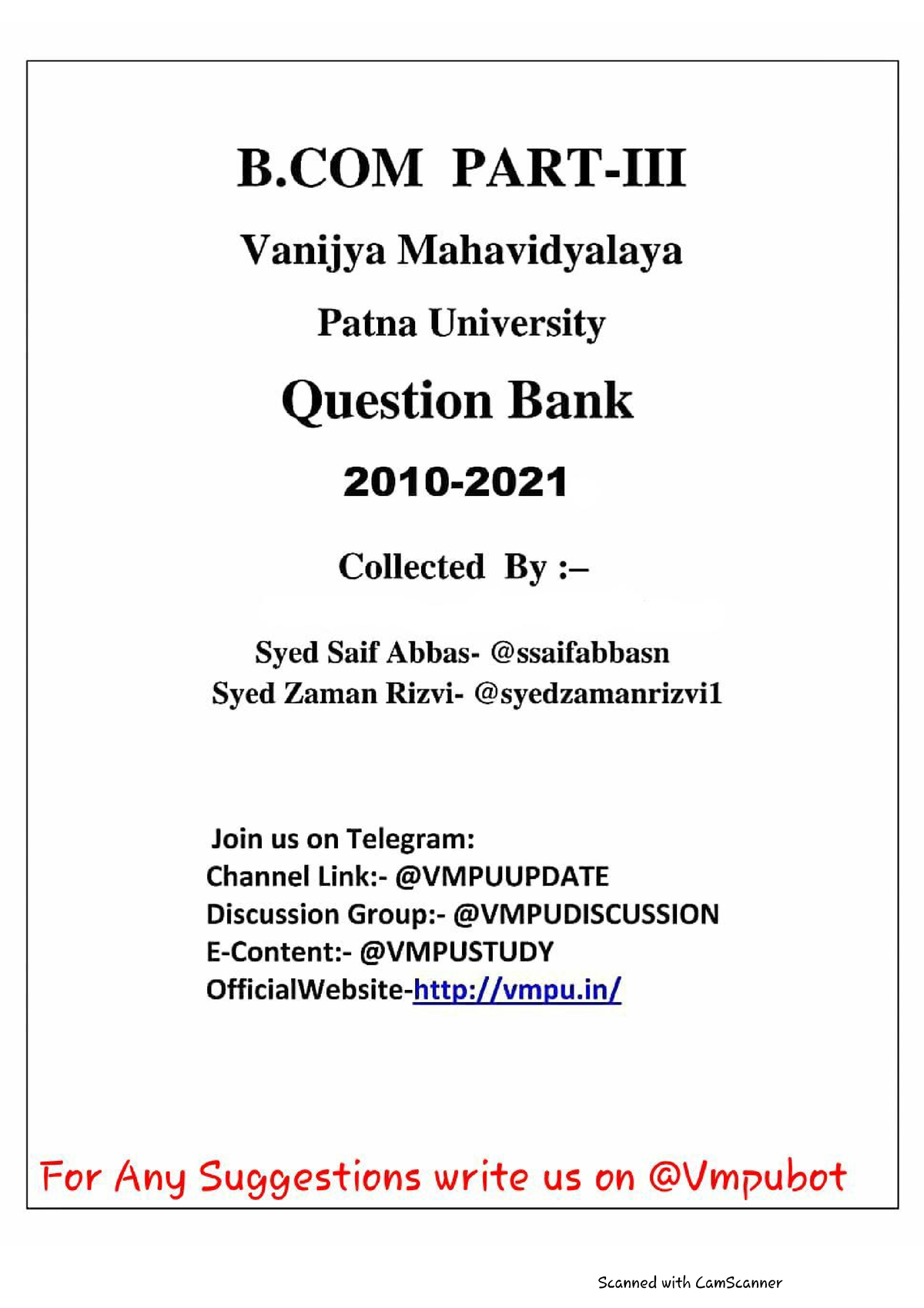 B.com Part 03 Questions Bank From 2010-2021 - Bachelor Of Computer ...