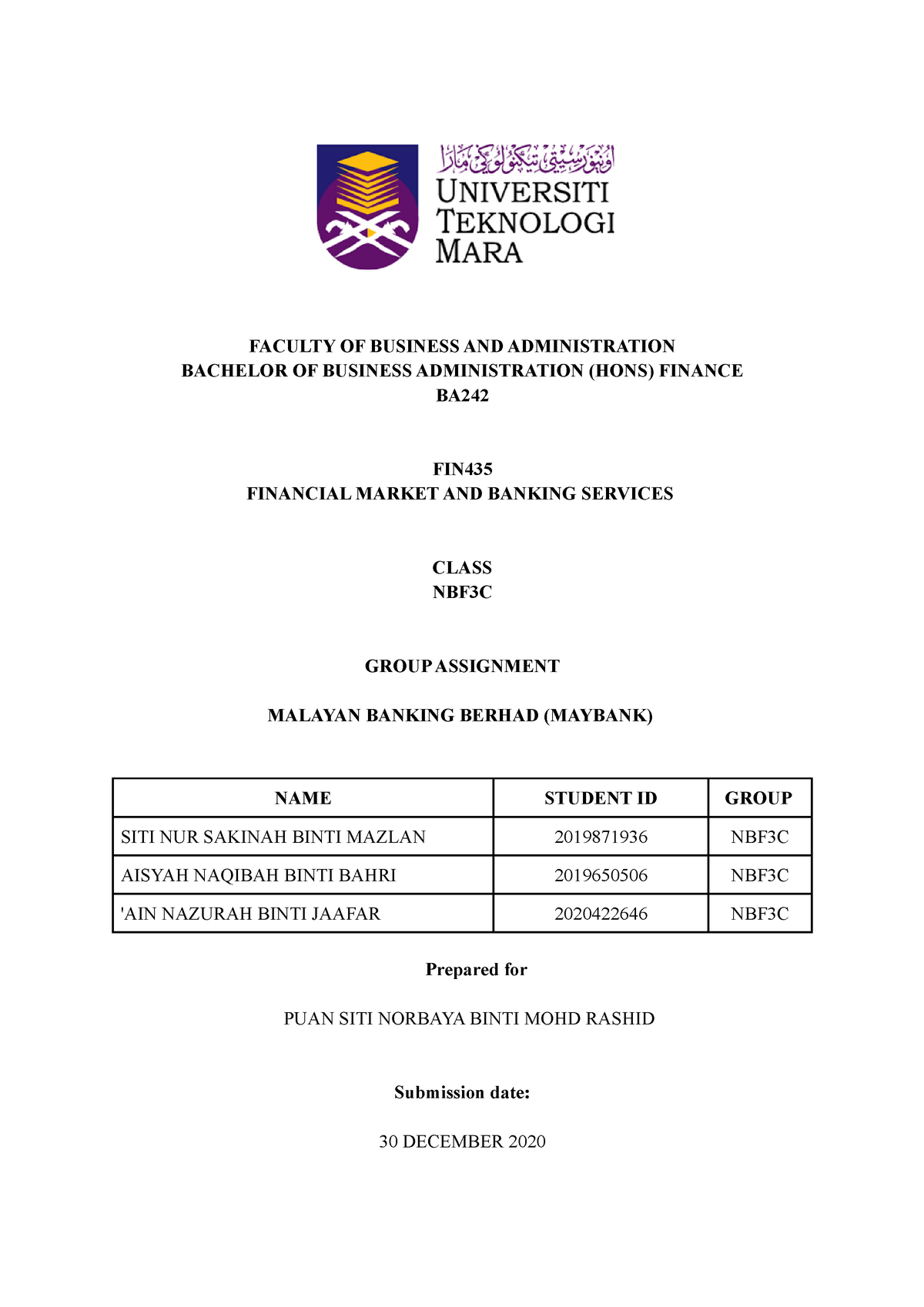 group assignment fin435