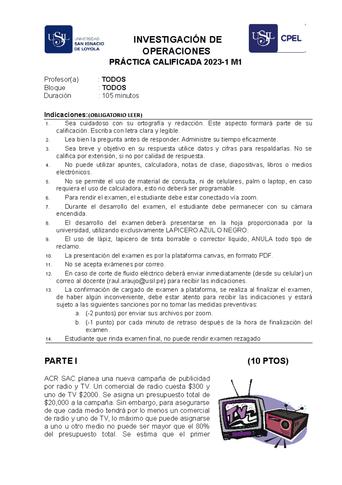 PC Invope LN 2023 1 M1 Araujo - INVESTIGACIÓN DE OPERACIONES PRÁCTICA ...