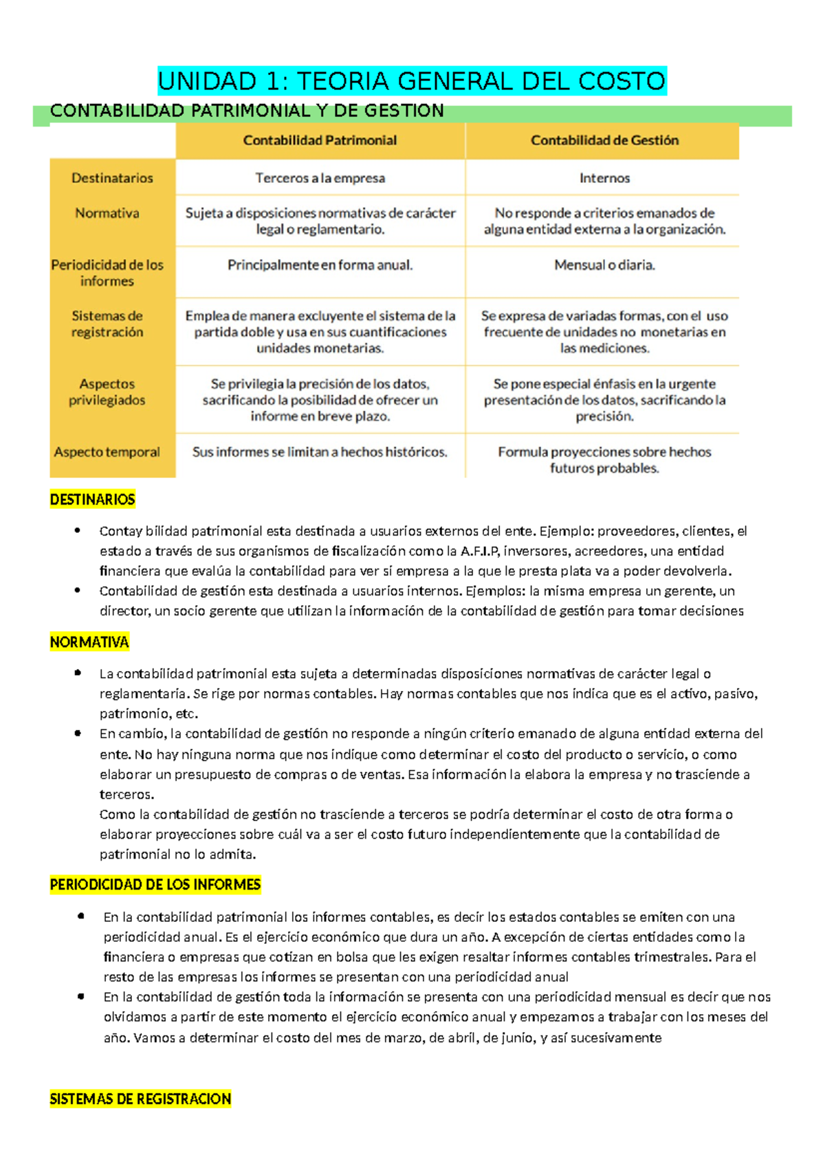 Unidad 1 teoria general del costo - UNIDAD 1: TEORIA GENERAL DEL COSTO ...