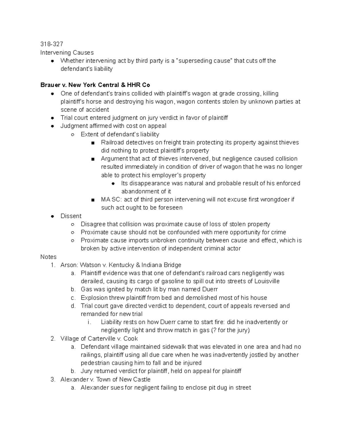 Torts 11 3 reading notes - 318- Intervening Causes Whether intervening ...