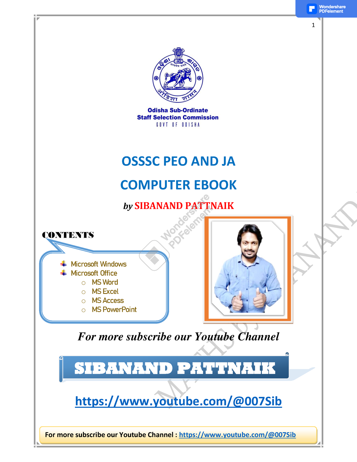 Osssc PEO AND JA Computer Ebook OSSSC PEO AND JA COMPUTER EBOOK By SIBANAND PATTNAIK CONTENTS