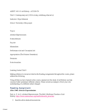 Learning Journal Unit 6 - C2 General Learning Journal Unit 6 AHIST 1401 ...