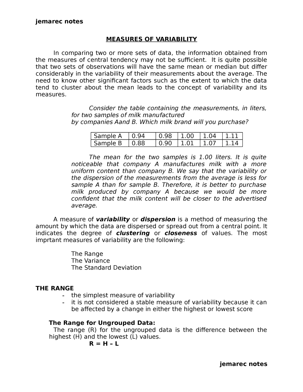 Measures OF Variability (Statistics And Probability) - MEASURES OF ...