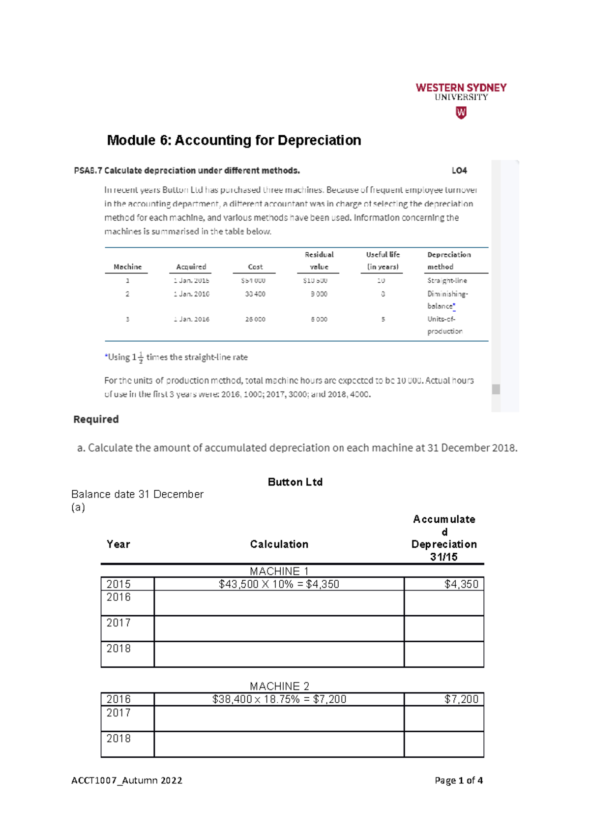 2001 11 Module 6 wrokshop Template - Module 6: Accounting for ...