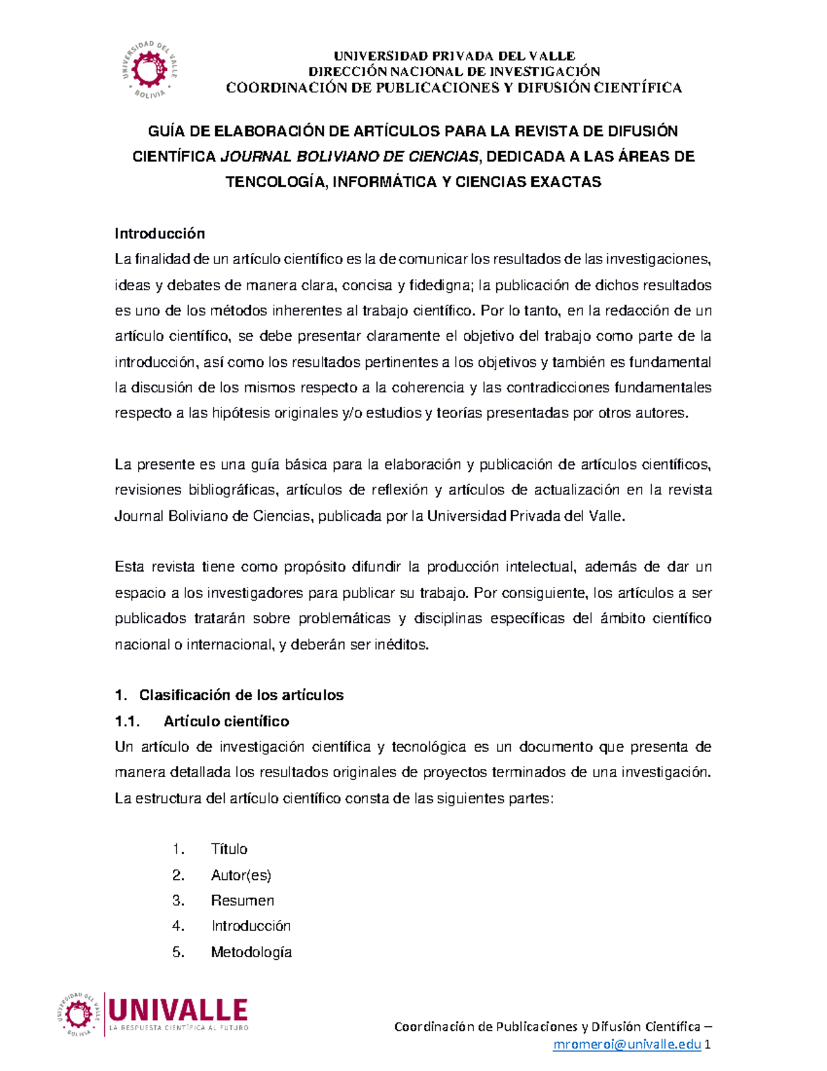 Guía Elaboración Artículos Científicos Mri2020 Journal 1 DirecciÓn