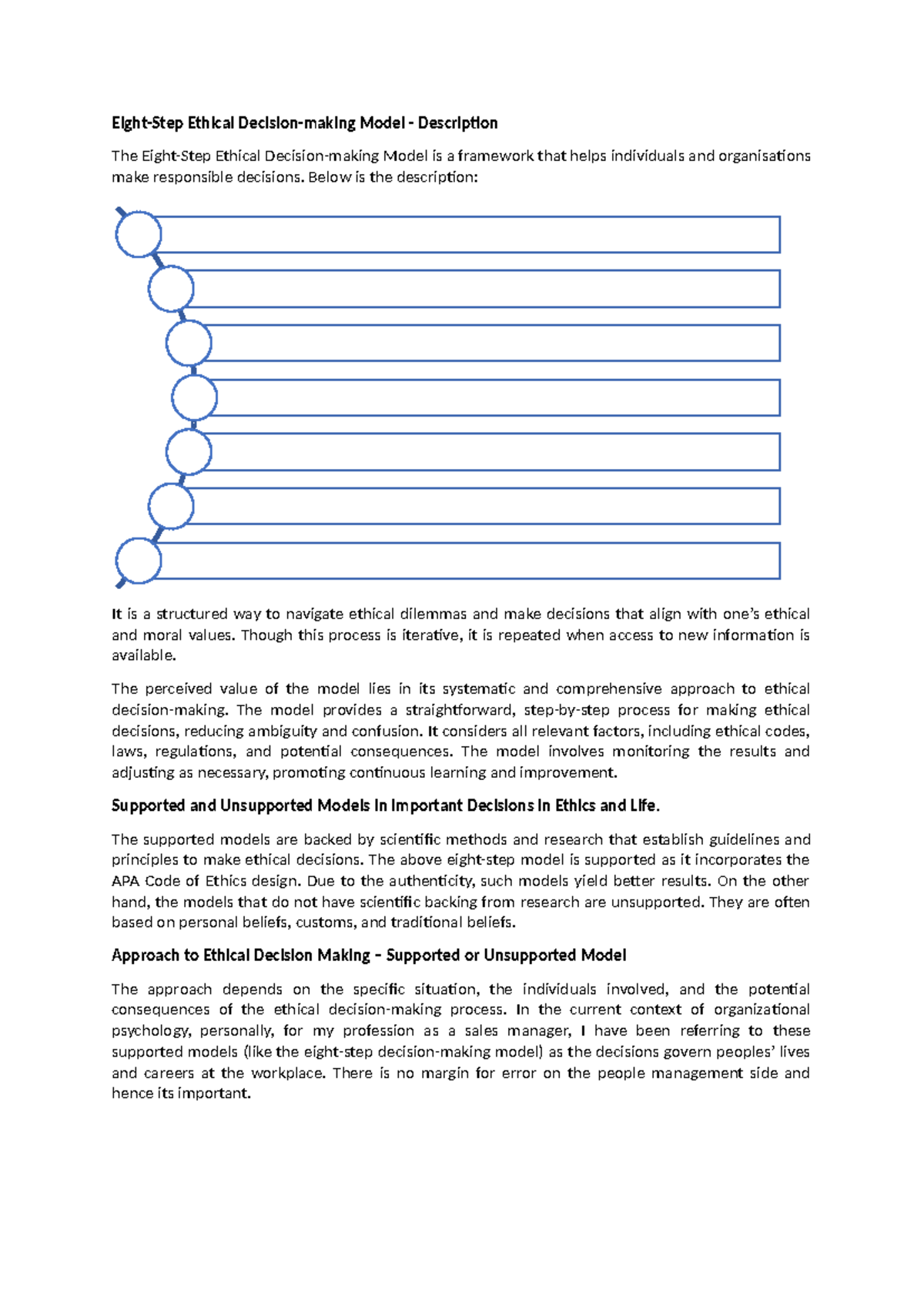 7-1 Discussion Post - Eight-Step Model - Eight-Step Ethical Decision ...