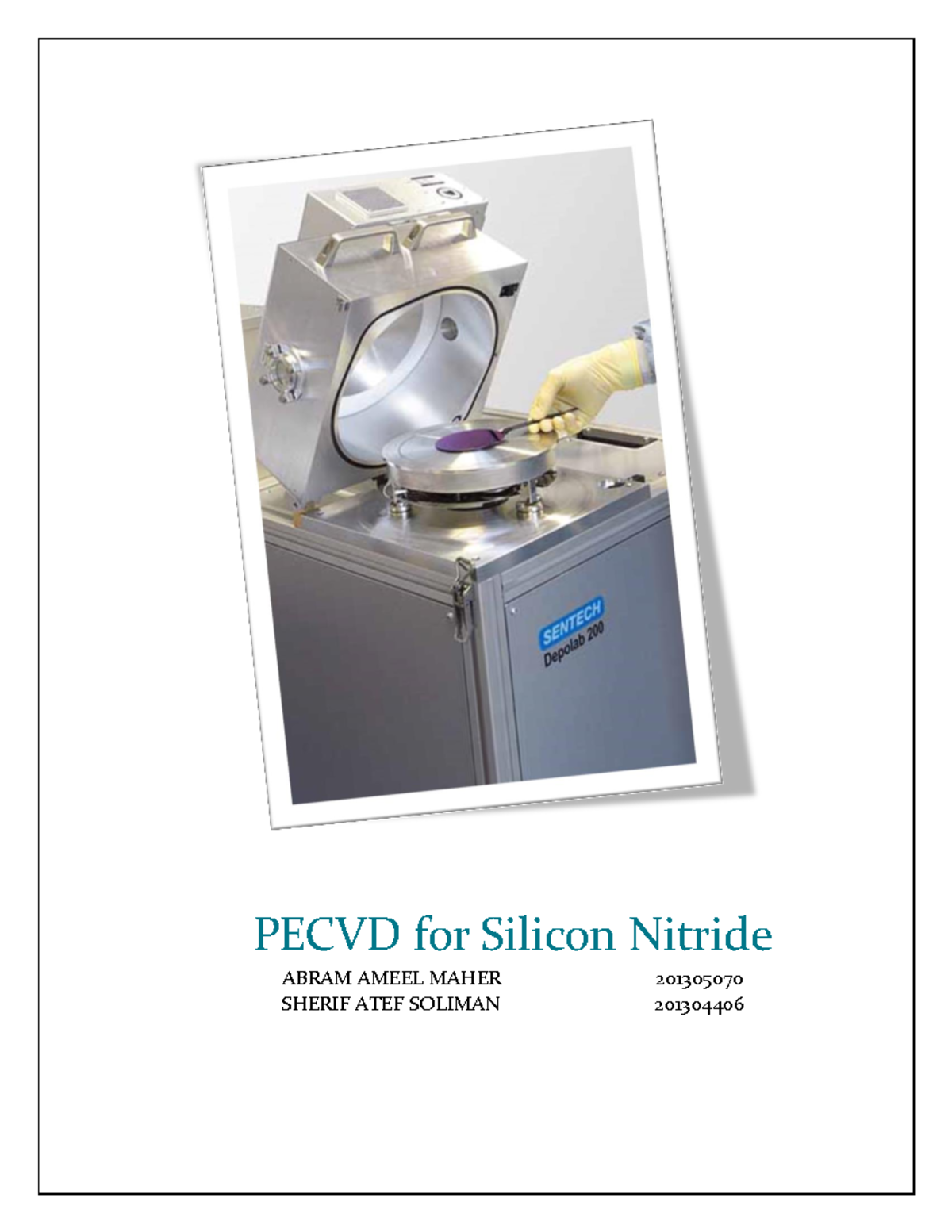 Pecvd for silicon nitride Final project - PECVD for Silicon Nitride ...