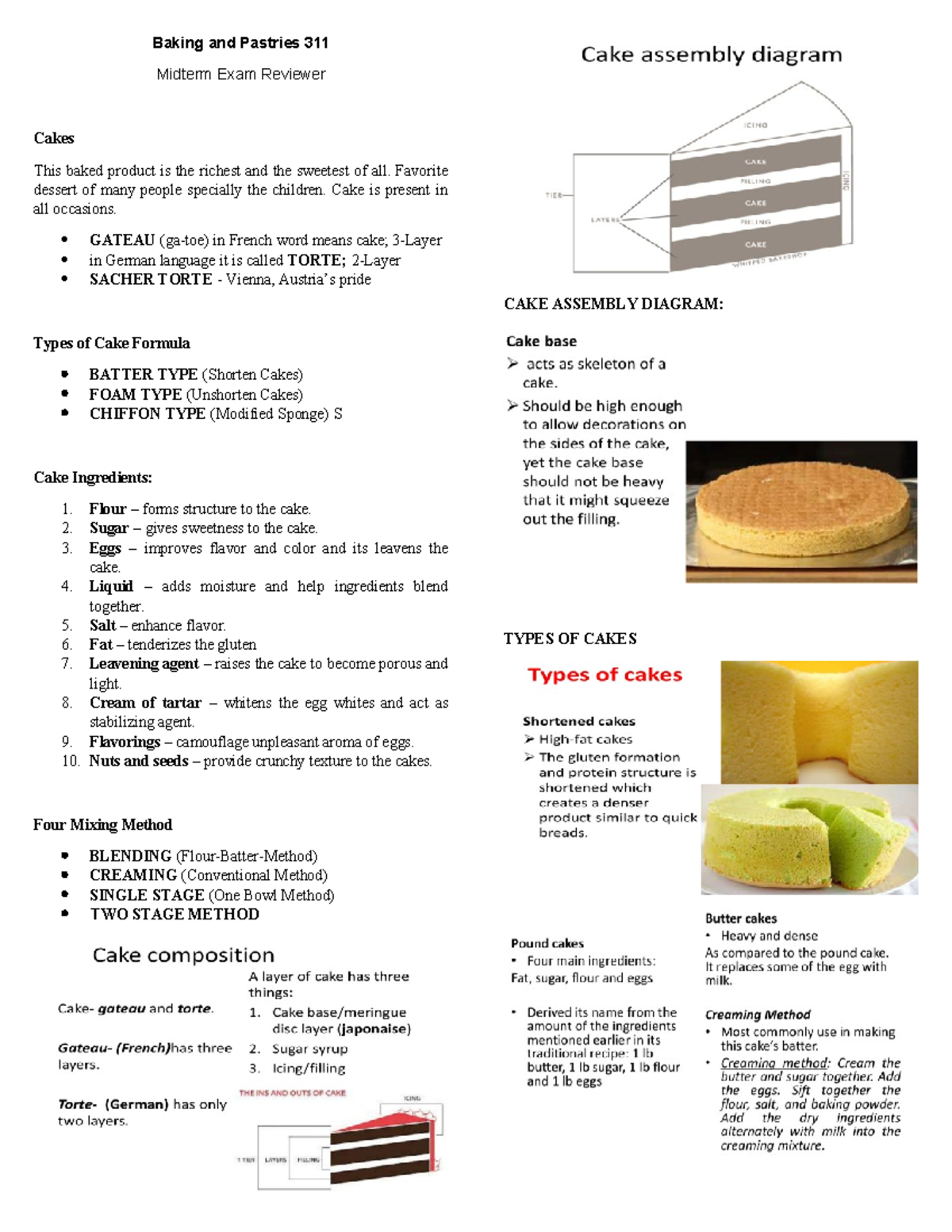 BKPA 311 - Midterm Reviewer - Baking and Pastries 311 Midterm Exam ...