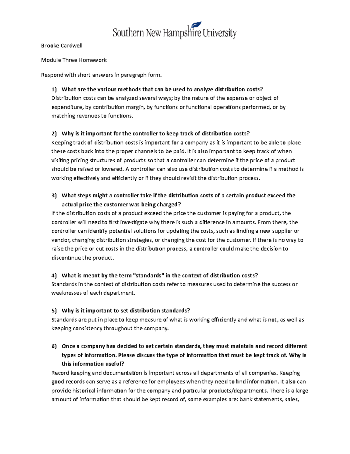 ACC 340 Module Three Homework Brooke Cardwell Module Three Homework