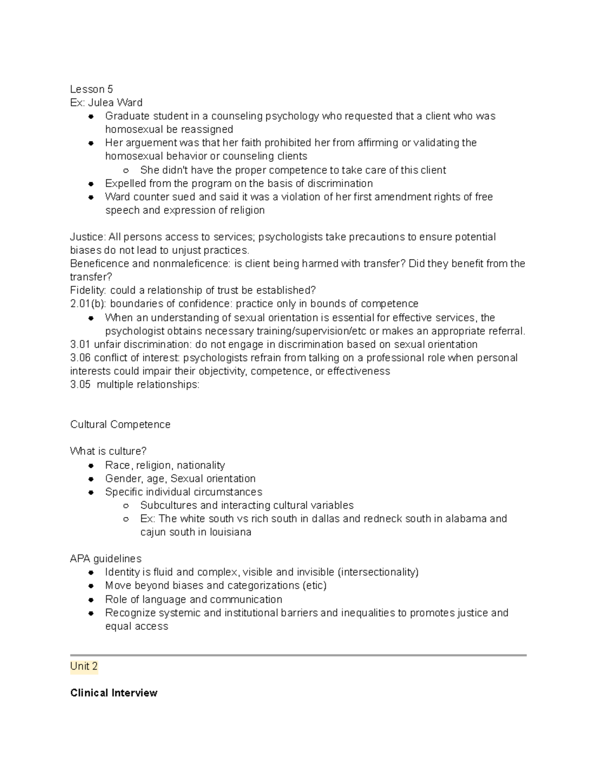 Unit 1 notes - Introduction - Lesson 5 Ex: Julea Ward Graduate student ...