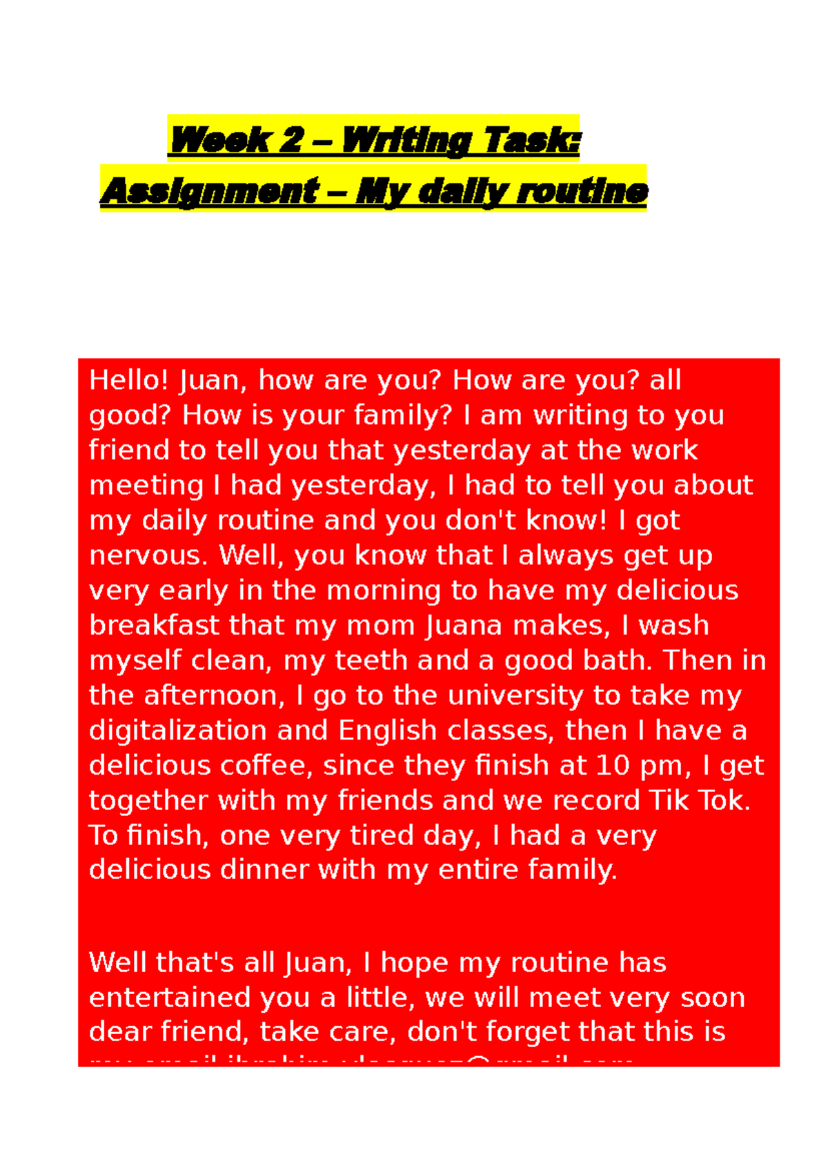 WEEK 3 - bfdgbf - Week 2 – Writing Task: Assignment – My daily routine ...