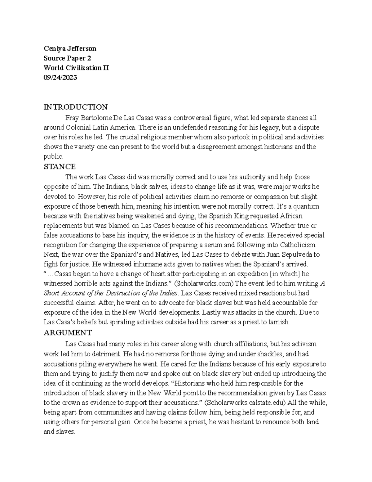 World Civ. Source Paper 2 - Ceniya Jefferson Source Paper 2 World ...