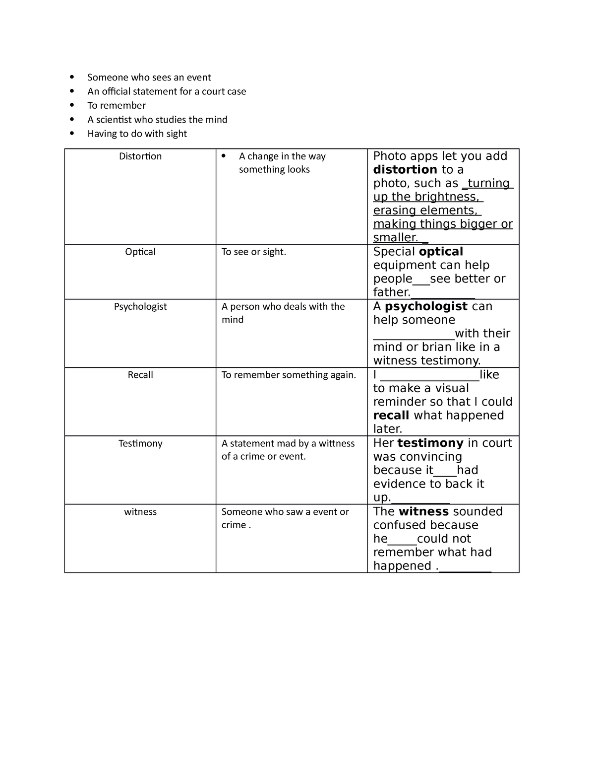 Content-Area Vocabulary 1lots of damage dhushud - Someone who sees an ...