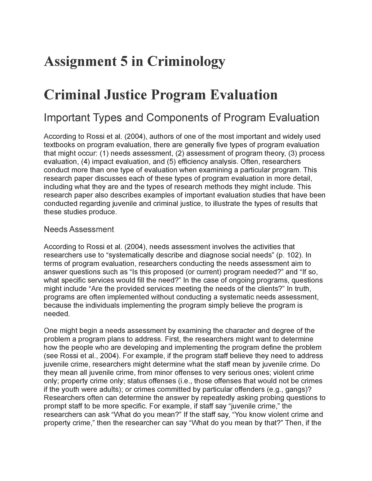 criminology assignment examples