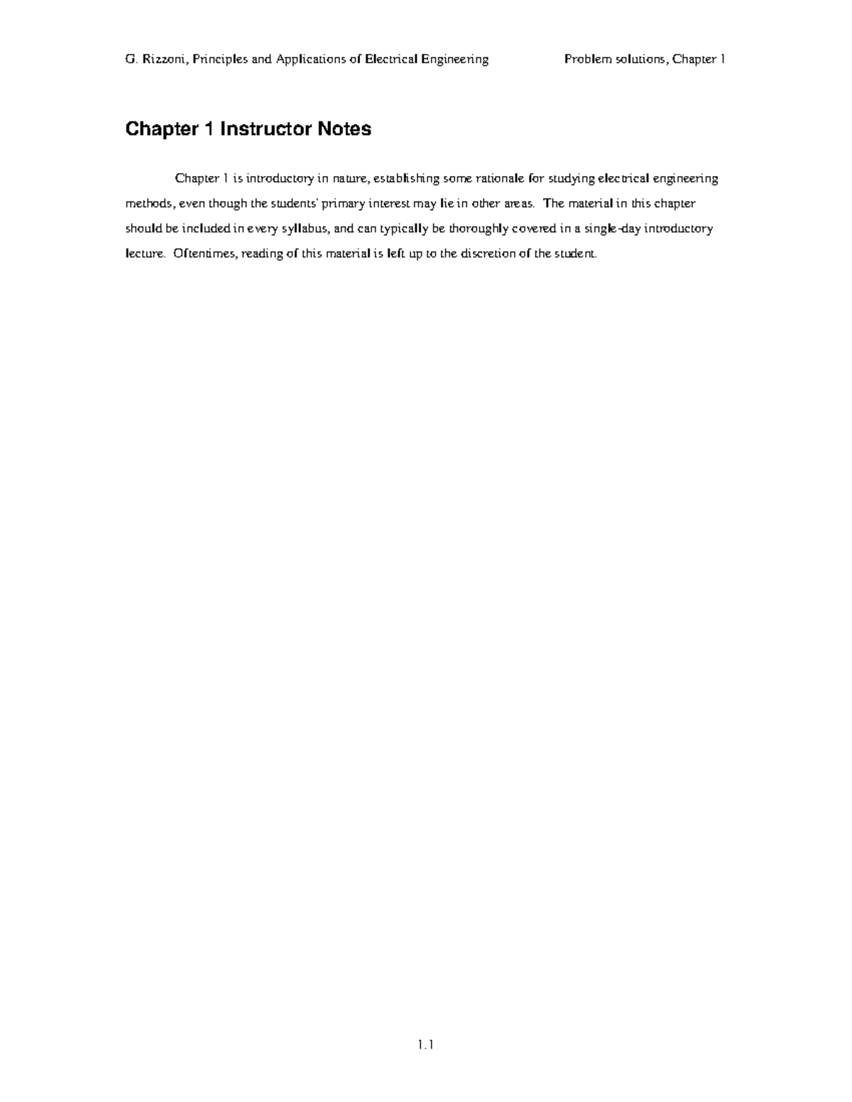 전기전자공학개론 5판 1장 솔루션 - Chapter 1 Instructor Notes Chapter 1 is ...