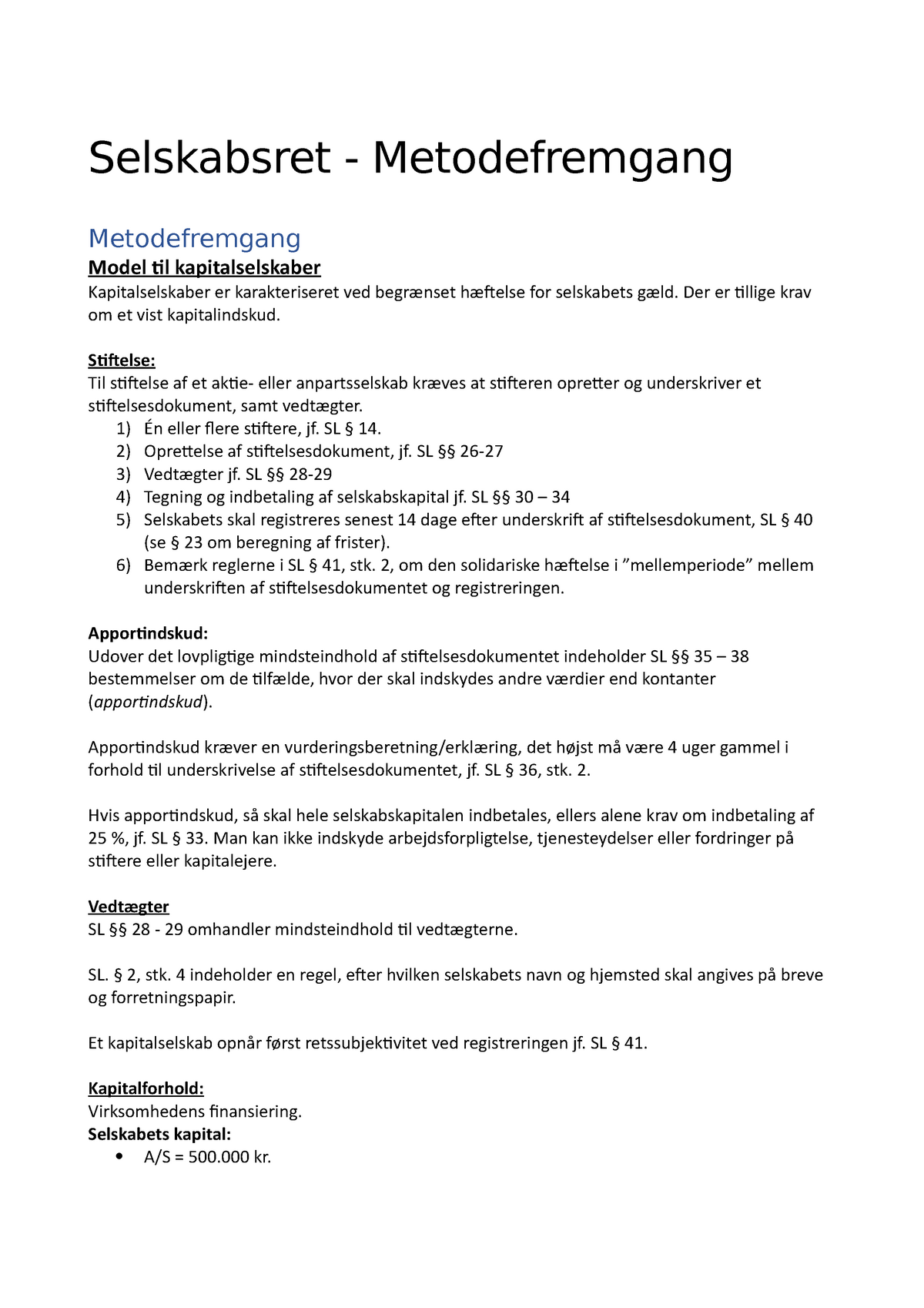 Selskabsret - Metodefremgang - Selskabsret - Metodefremgang ...