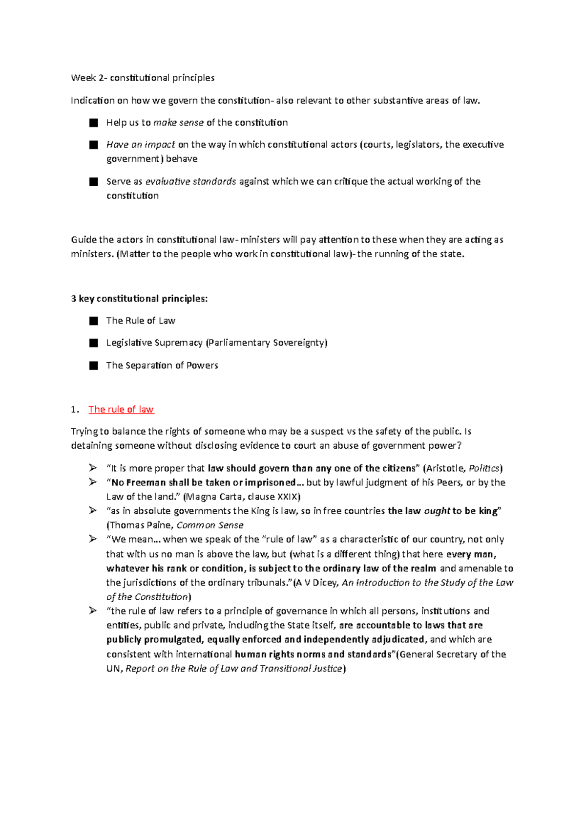Lecture 2 - Week 2- constitutional principles Indication on how we ...