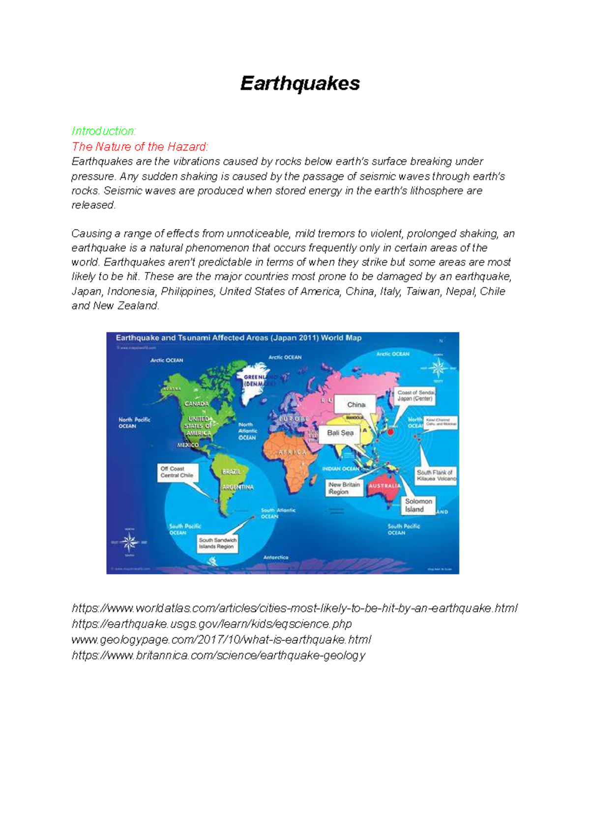 Earthquakes - Assignment - Earthquakes Introduction: The Nature Of The ...