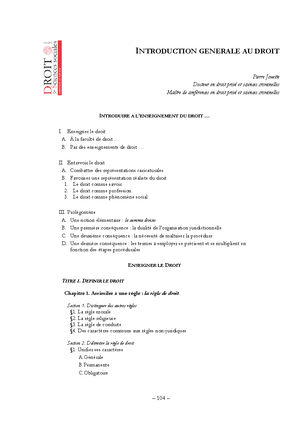 CM intro au droit - Cours magistral - INTRODUCTION GENERALE AU DROIT Qu ...