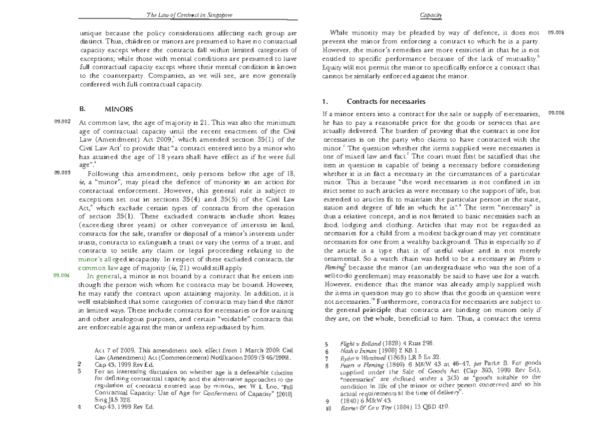 Minor & Contracts (pg 522 - 528) - The Law of Contract in Singapore ...