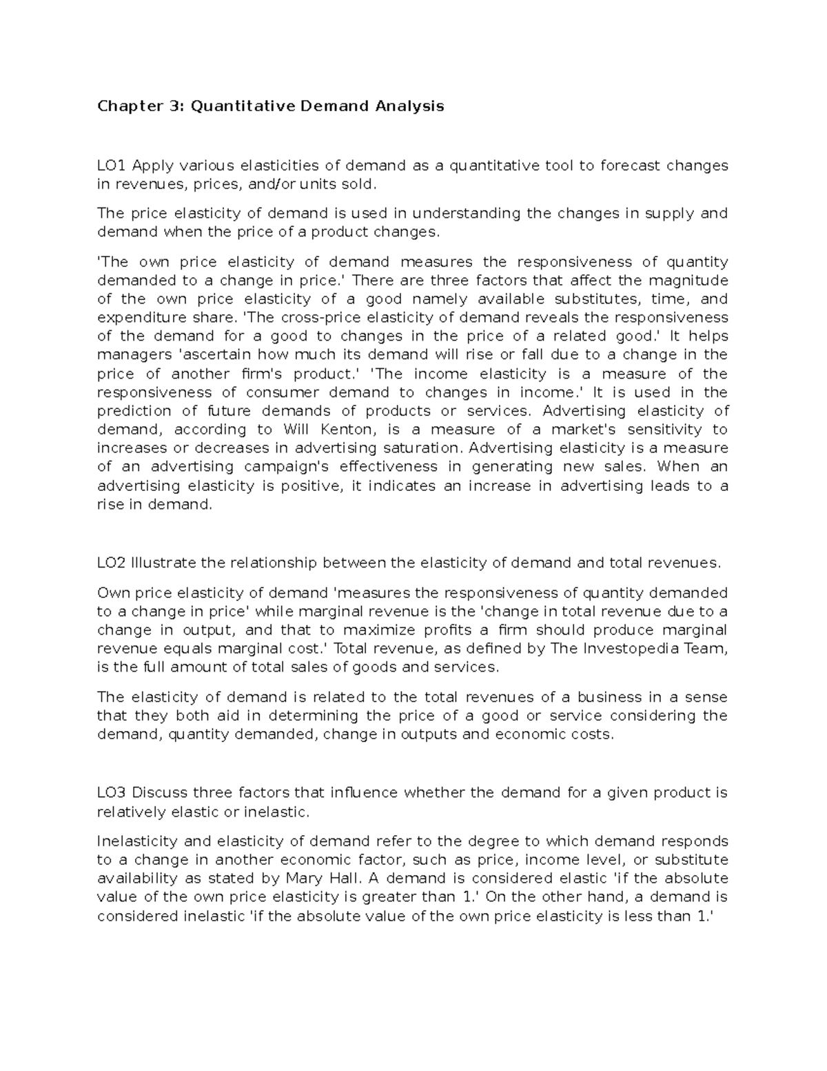 Chapter 3 Quantitative Demand Analysis (Managerial Economics) - Chapter ...