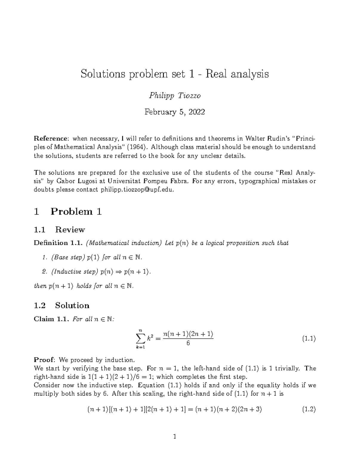 Solutions Problem Set 1 Real Analysis - Solutions Problem Set 1 - Real ...