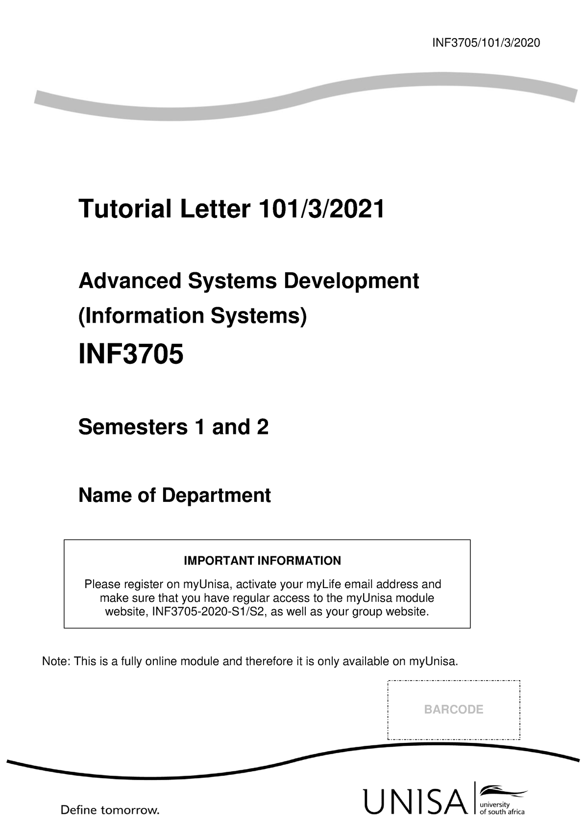 TL101 3 2020 INF3705 - Tutorial Letter - INF3705/101/3/ Tutorial Letter ...