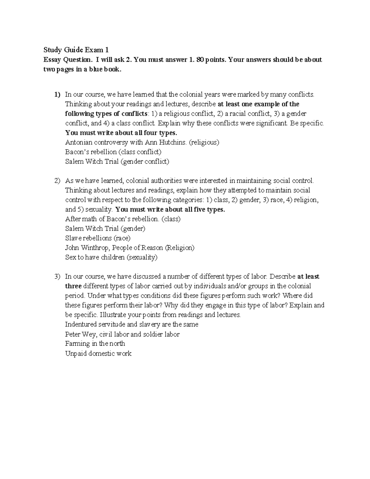 Study Guide 2610 Spring 2023 - Study Guide Exam 1 Essay Question. I ...