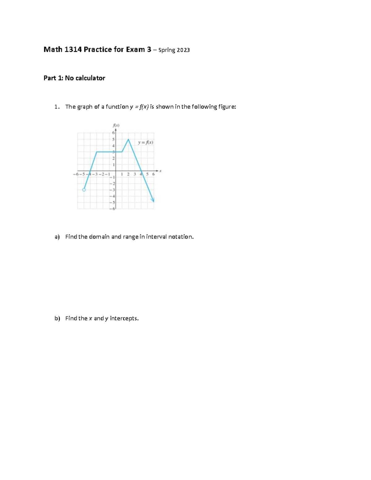 Math1314Exam3Practice Math 1314 Practice for Exam 3 Spring 2023