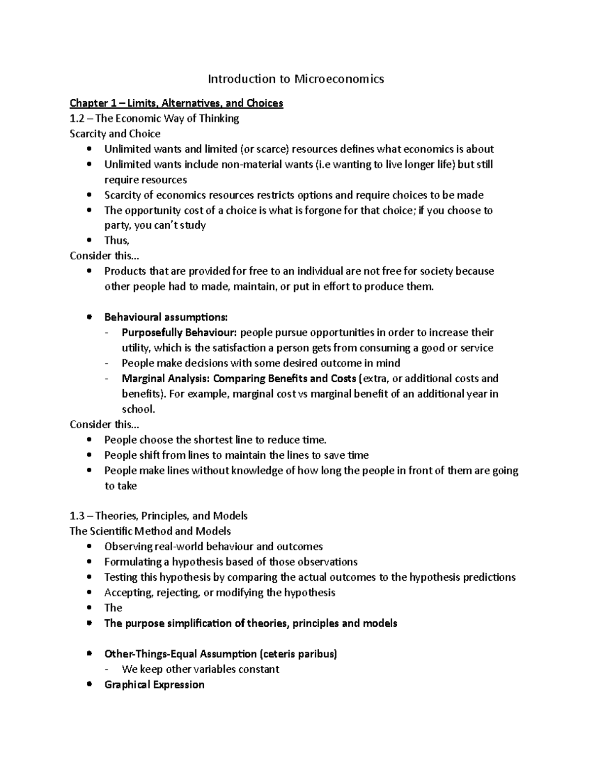 Microeconomics 1 - Lecture notes 1-11 - Introduction to Microeconomics ...
