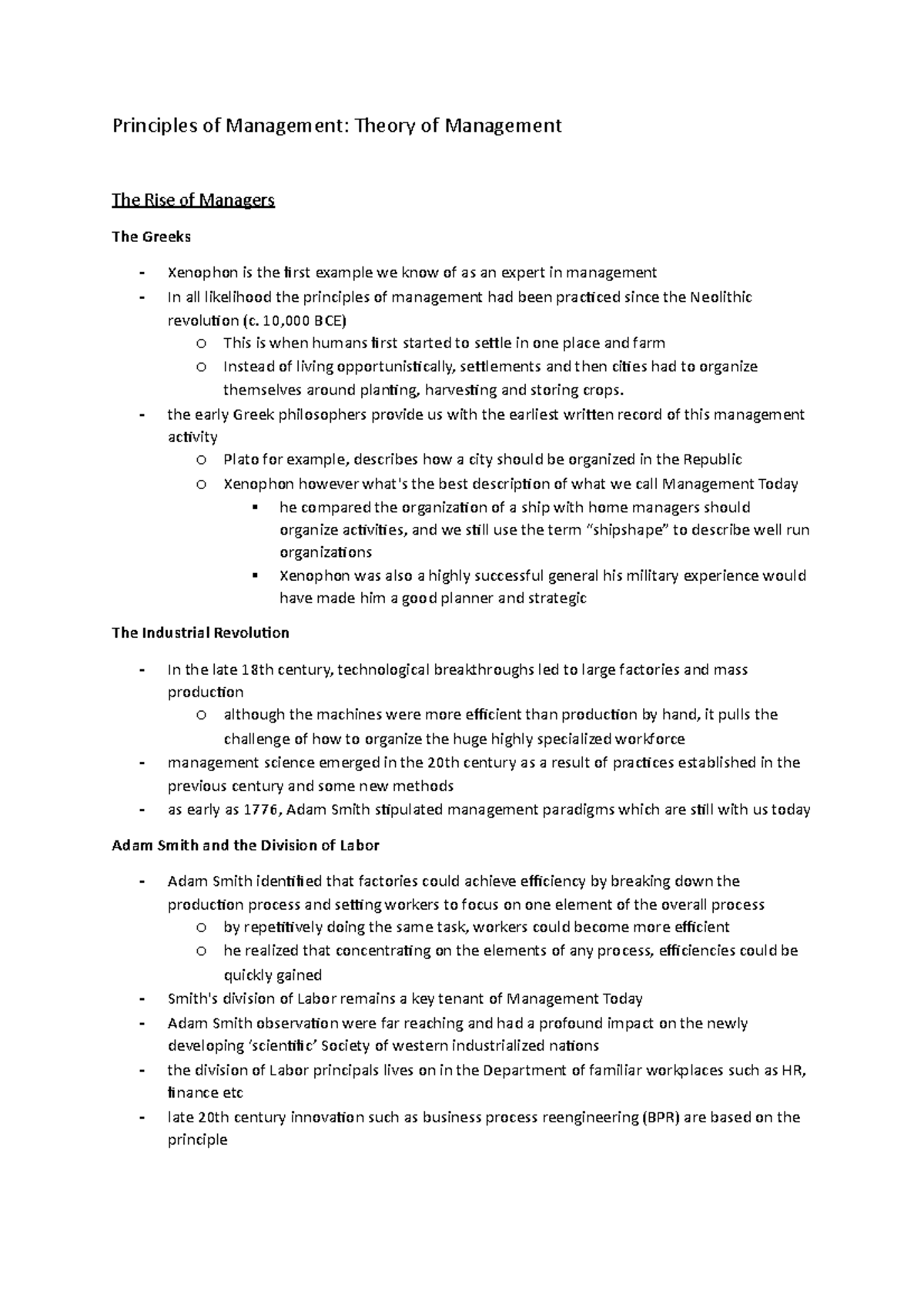 Principles of Management - UNIT 2 Theory of Management (The Rise of ...