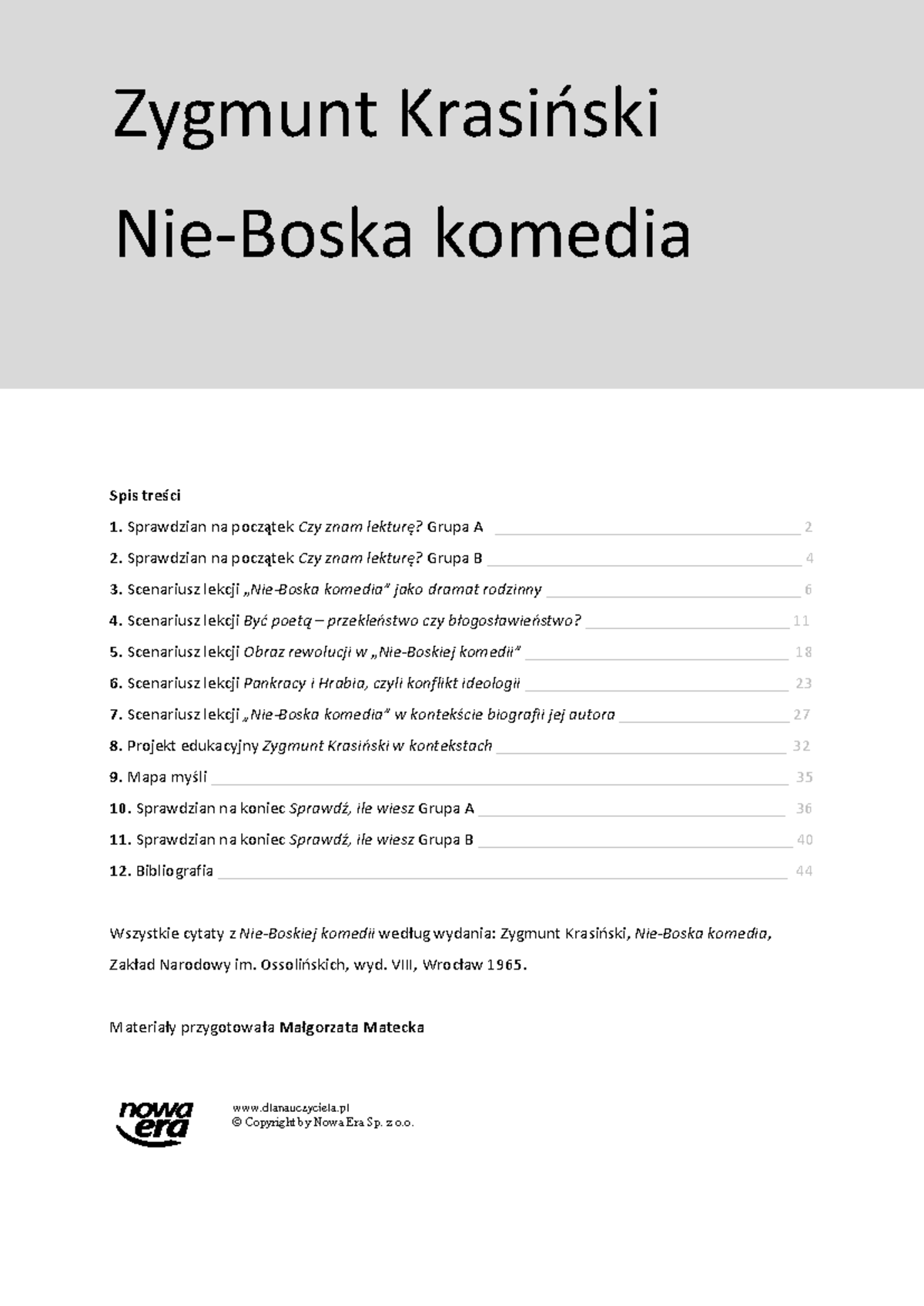 -nie-boska-komedia-opracowanie-lektury - SPRAWDZIAN NA POCZĄTEK Spis