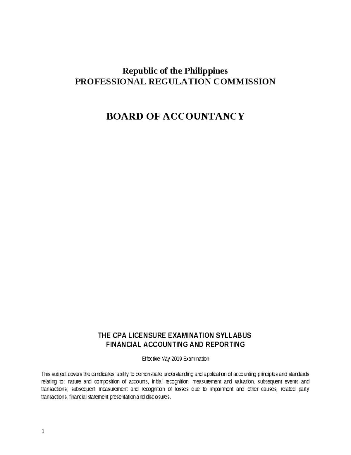 Cpale syllabi 2018 cpale syllabus effective may 2019 republic of