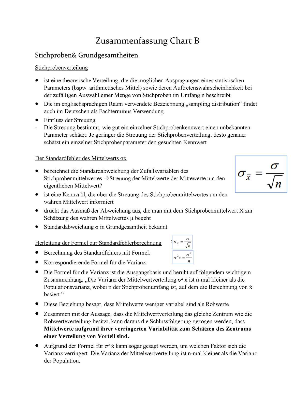 Zusammenfassung Chart B - Zusammenfassung Chart B Stichproben ...