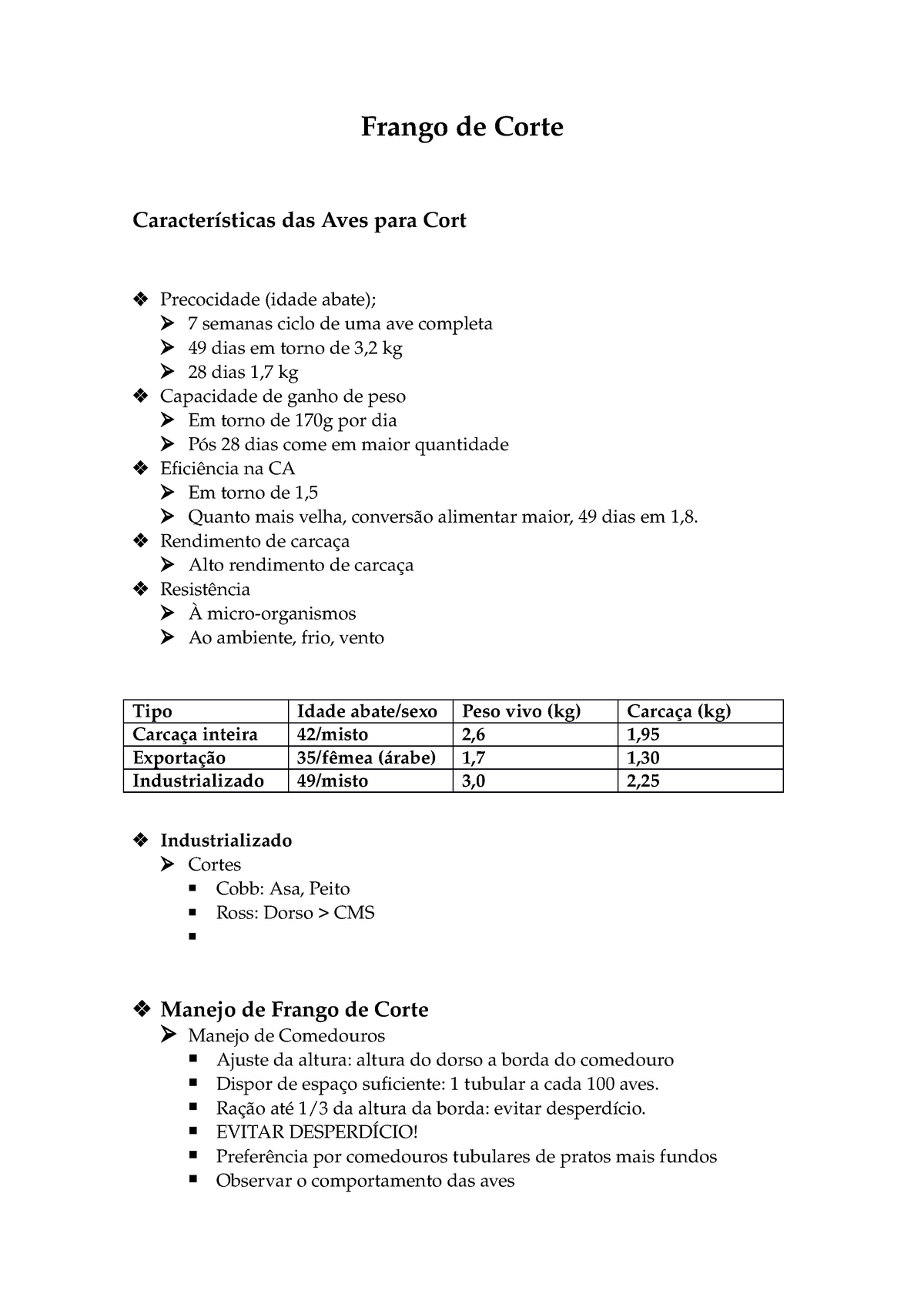 Frango De Corte Anotacoes De Aula Sobre As Principais Formas De Producao E Como Ter A Melhor Studocu