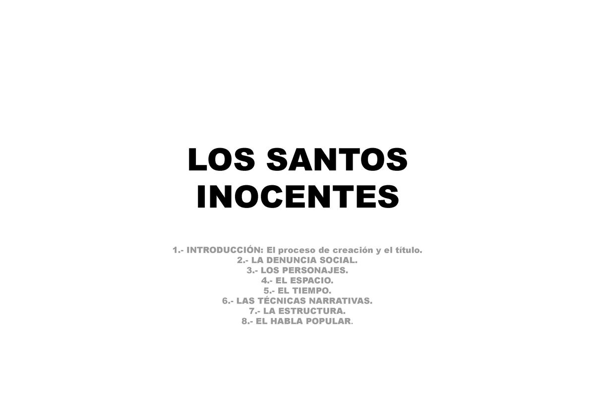 Los Santos Inocentes - RESUMEN del libro por CAPÍTULOS [ideal para
