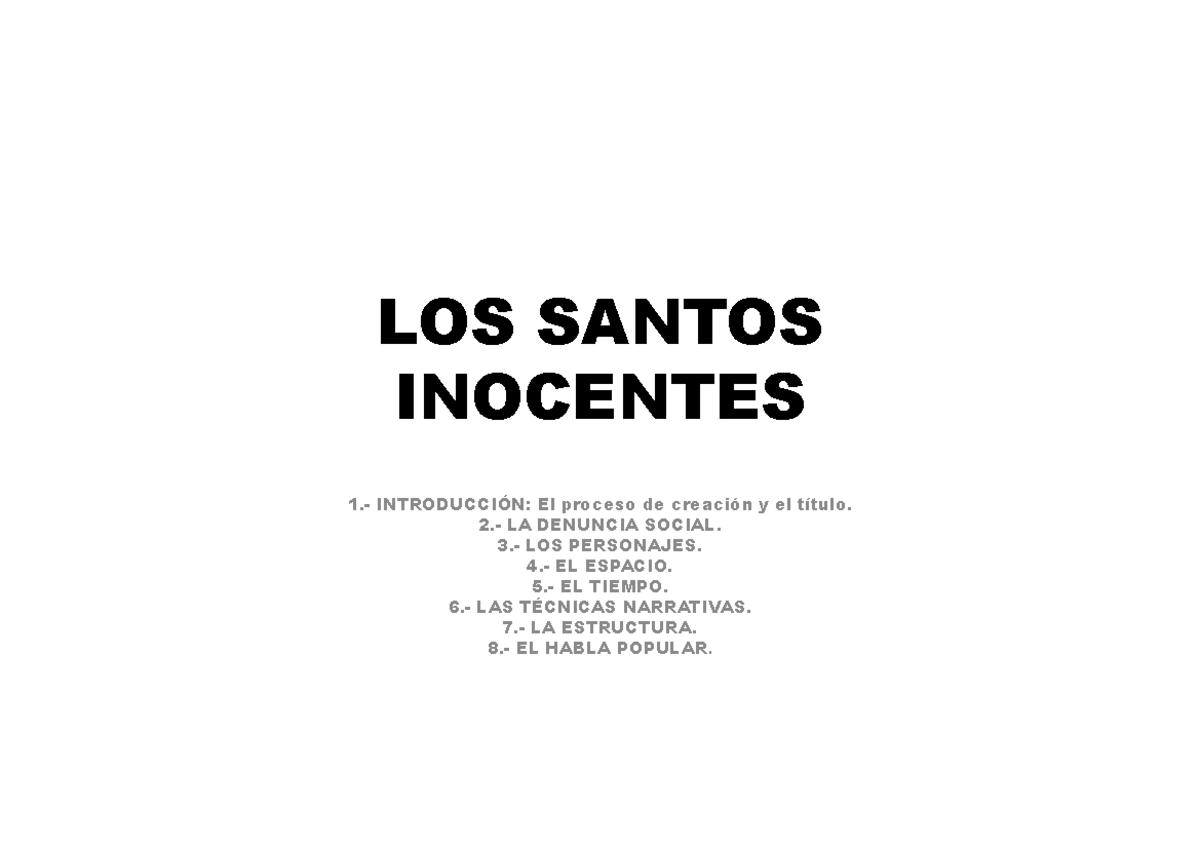 Los Santos Inocentes - RESUMEN del libro por CAPÍTULOS [ideal para