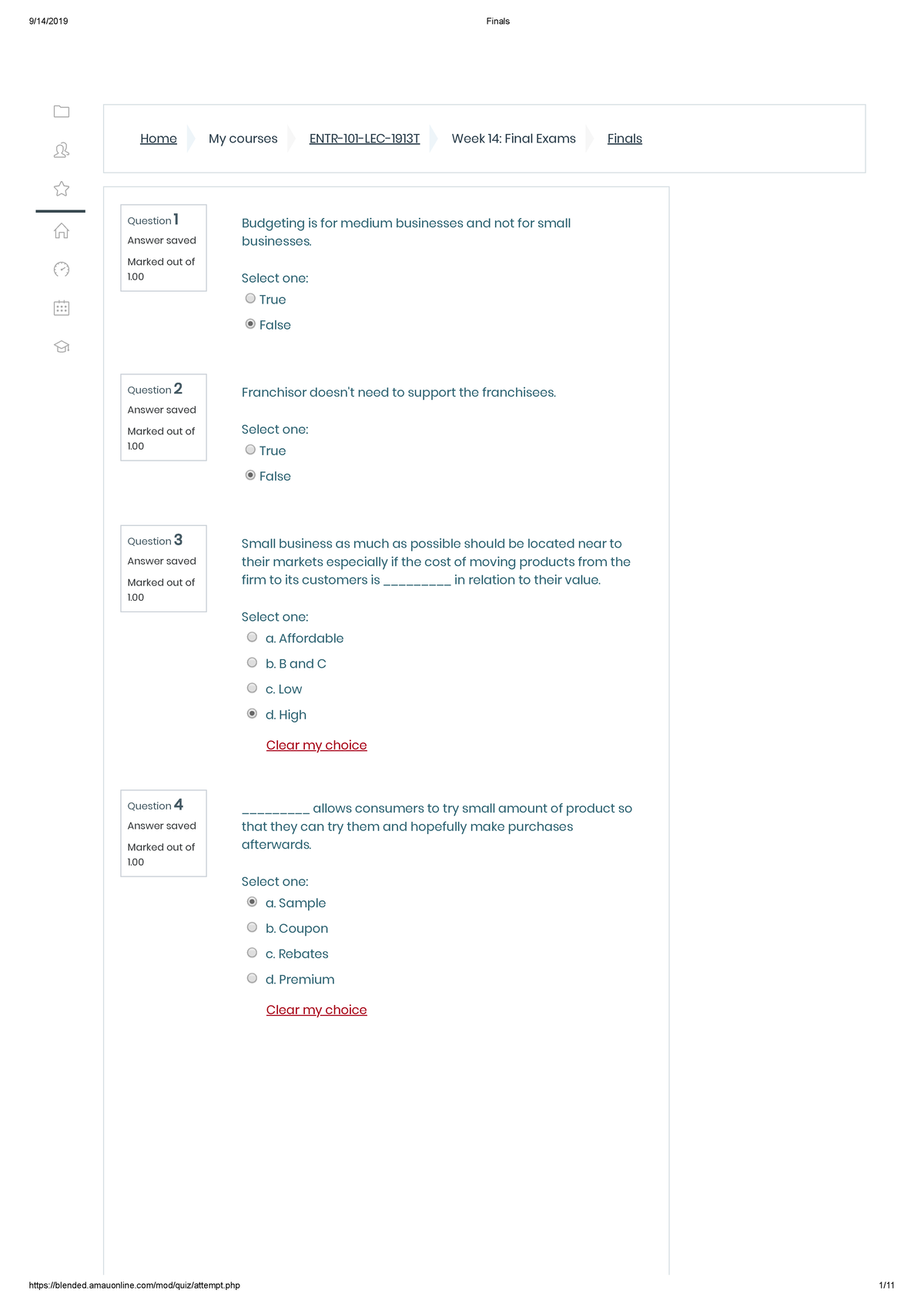 Finals - Reference - 9 14 2019 Finals Blended.amauonline Mod Quiz 